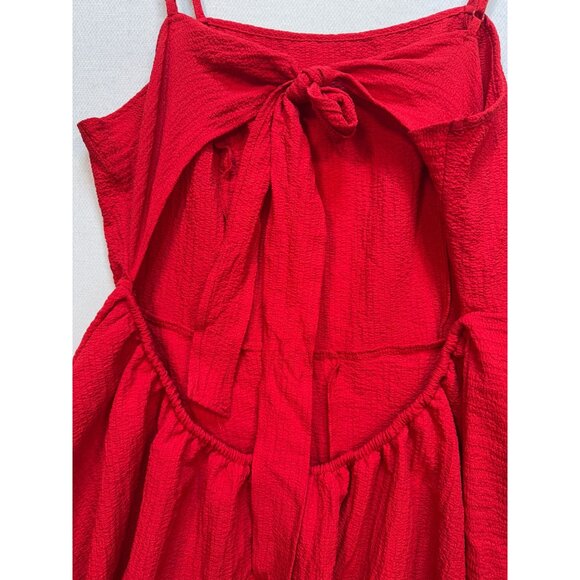 Women's Short Jumpsuit Stretch Size 1XL Red Back Hole Sleeveless - Picture 10 of 10